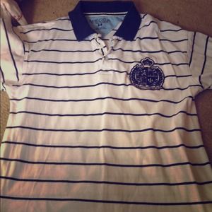 Men's white/blue Stripe Polo