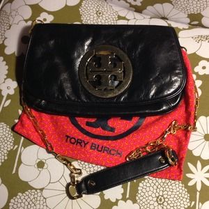 SOLD. Tory Burch Gold Reva Logo Clutch Crossbody