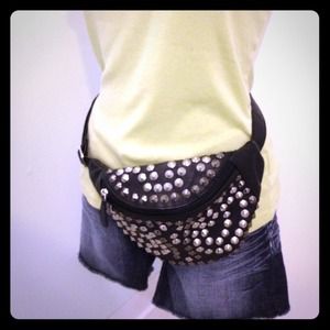 UO Ecote studded fanny pack in black