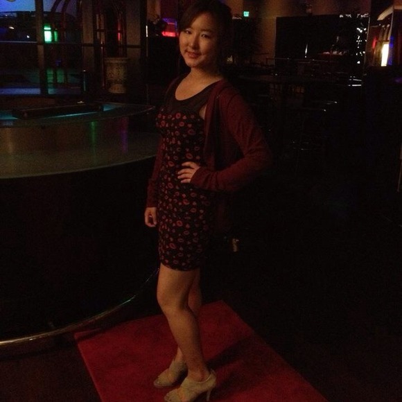 Tank dress. Black mesh & Kiss mark pattern! - Picture 3 of 3