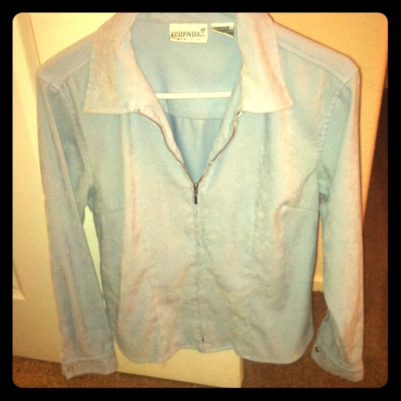 Baby blue dress jacket made of  velour material