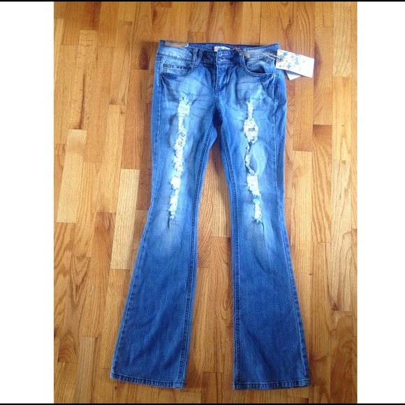 Distressed Bootcut Jeans