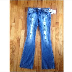 Distressed Bootcut Jeans