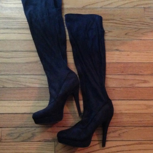 Over the knee suded black Bebe boots