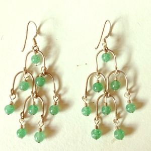 Silver & green chandelier earrings