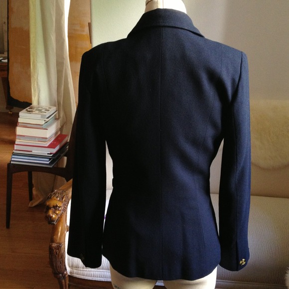 🍃❤️Classic Mid night Navy Wool crepe jacket - Picture 3 of 4