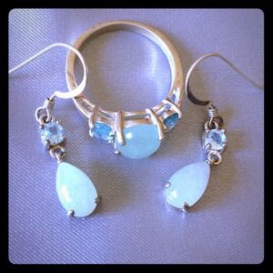 💕Jade and Topaz ring and earring set💕