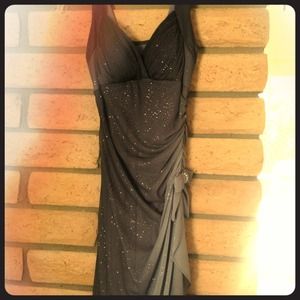 Grey sparkle long waterfall flow prom/formal dress