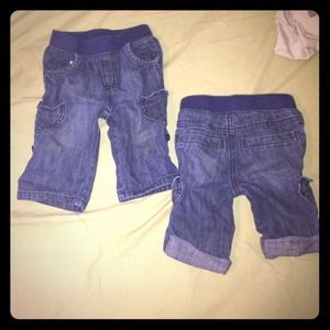 Adjustable denim "cargo" jeans