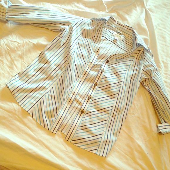Pin-striped white blouse