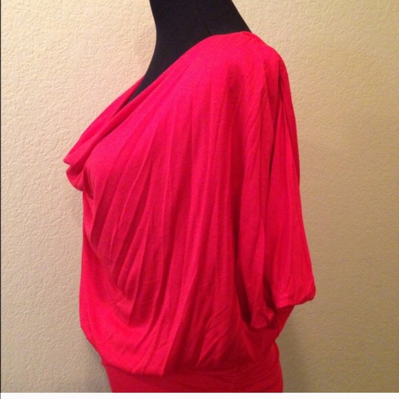 Red Drape Front Mini Dress - Picture 4 of 4