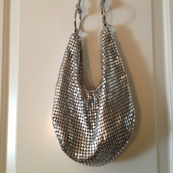 Adorable silver metal beaded handbag. Never used.