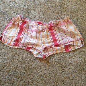 Orange and red plaid boxer shorts