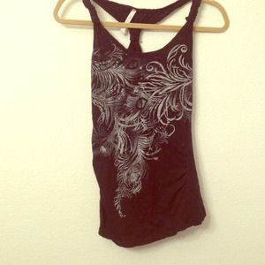Black tank with white graphics