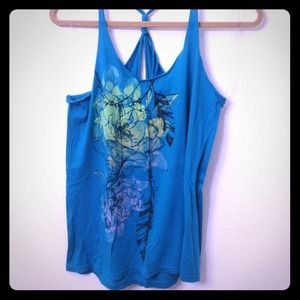 Teal graphic loose fit tank.