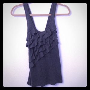 Dark gray tank with ruffled front