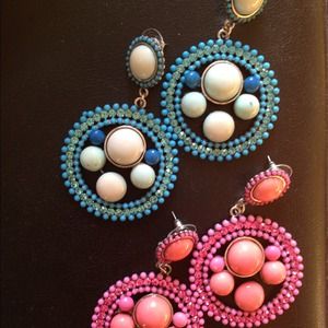 Pink and blue earrings