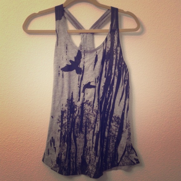 Gray tank with black graphic