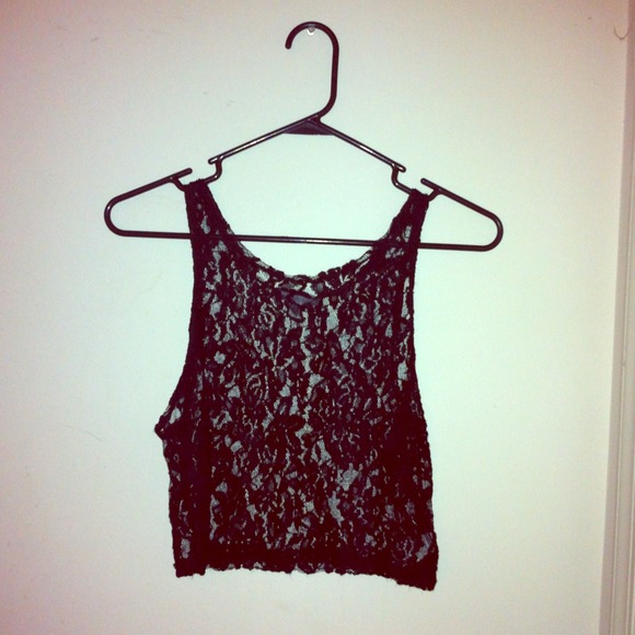 Black lace crop top ON SALE