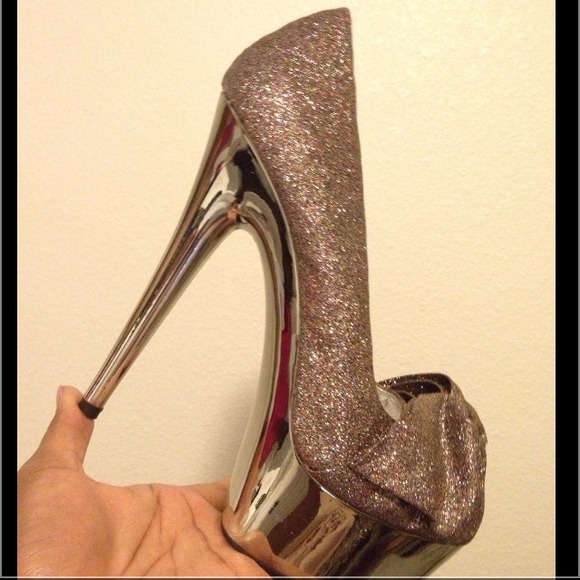 BEAUTIFUL mirrored multi glitter platform pumps