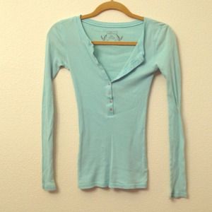 Light blue button up v-neck