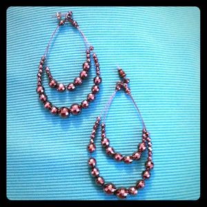 Silver tone drop earrings