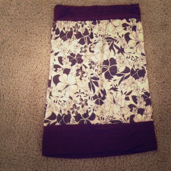 Brown floral print tube top