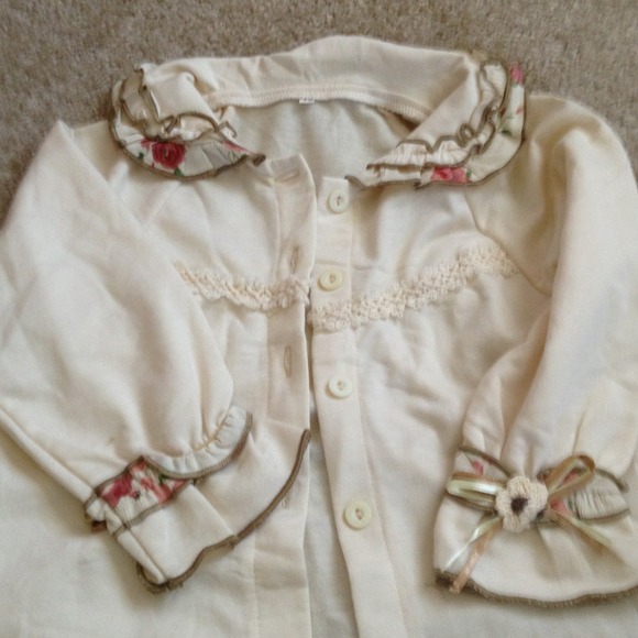 Girls dress & coat set size 3T ruffle cords roses