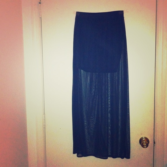 Black chiffon maxi skirt