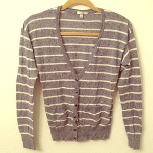 Blue and white striped sweater cardigan
