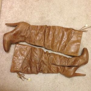 Jessica Simspon tall light brown slouch boots