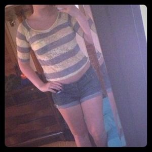 Yellow and grey striped half sleeved shirt