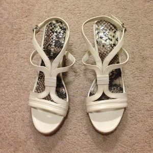 Gianni Bini white strappy leather wedge