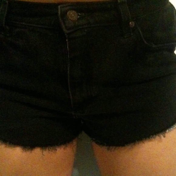 Short black denim high waisted shorts
