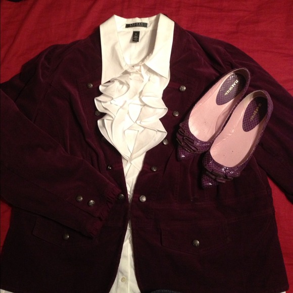 ✂️Price Cut✂️Plum corduroy military look jacket