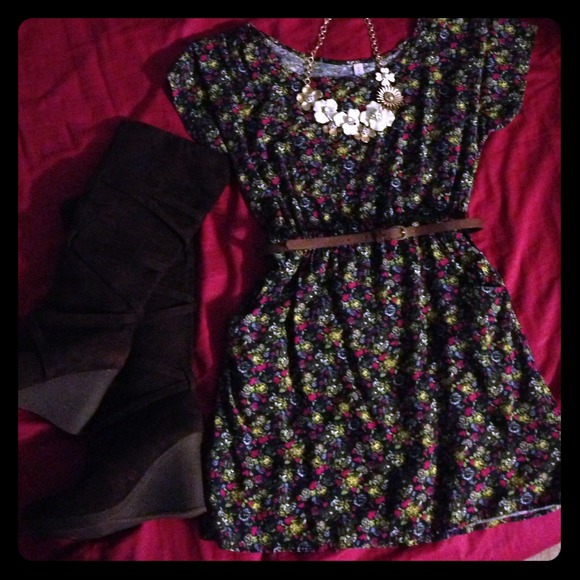 Yellow & pink flower dress