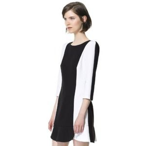 New Zara Color-block dress with ruffled hem