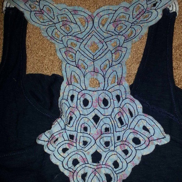 Blue Racerback Tank With Ruffles - Picture 2 of 2