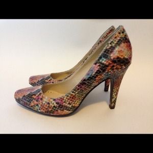 Adrienne Vittadini Multi-Color Snake Leather Heel