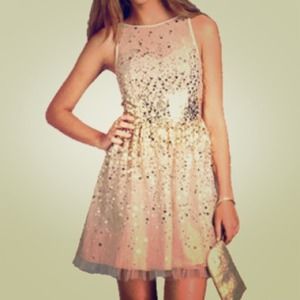 Beautiful Gold Size 3/4 Homecoming Dress