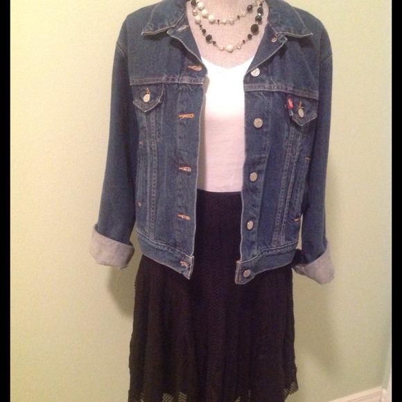 Black satin & lace skirt.