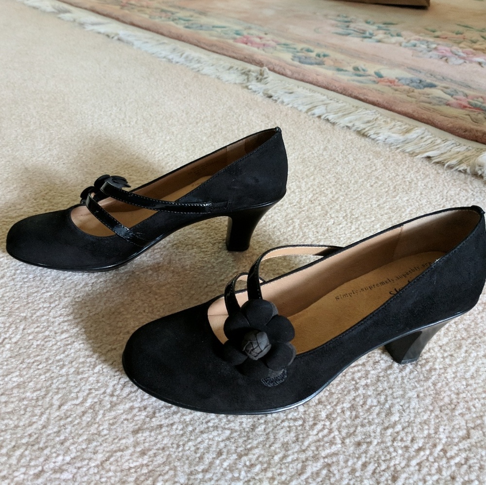 Black suede pumps