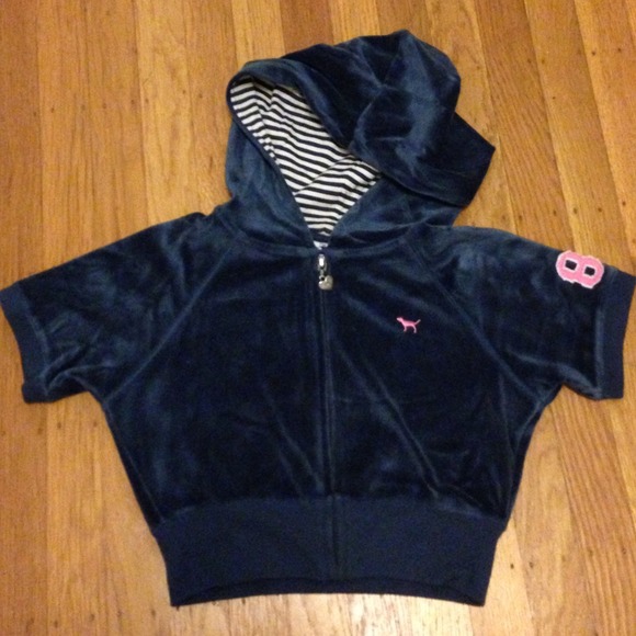 Cropped VS Pink velour hoodie XS