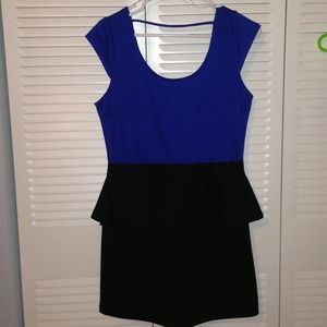 Royal blue & black Peplum Dress
