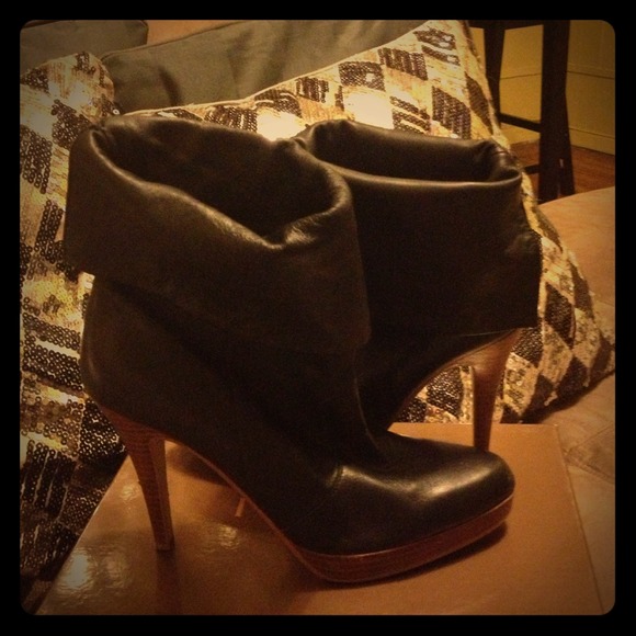 Black leather ankle boots