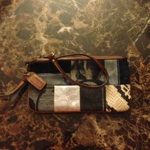 Coach Denim Patchwork Wristlet
