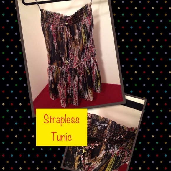 Black/Multi  Strapless Tunic F21 Medium