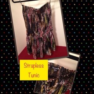 Black/Multi  Strapless Tunic F21 Medium