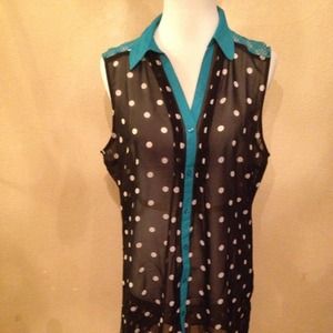 Sheer Black polka dot XL and VS Sheer Top Large
