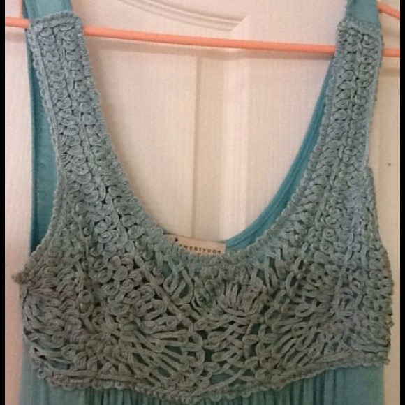 Forever 21 Light Teal Tank with Crochet Detail - Picture 2 of 3